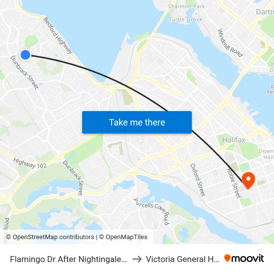 Flamingo Dr After Nightingale Dr (6698) to Victoria General Hospital map