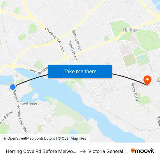 Herring Cove Rd Before Melwood Ave (6901) to Victoria General Hospital map