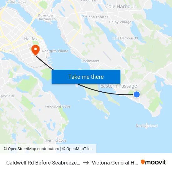 Caldwell Rd Before Seabreeze Dr (6340) to Victoria General Hospital map