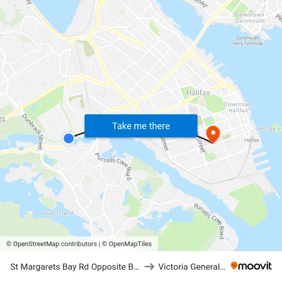 St Margarets Bay Rd Opposite Bakers Dr (6183) to Victoria General Hospital map