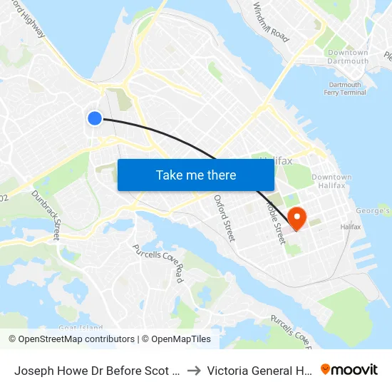 Joseph Howe Dr Before Scot St (6985) to Victoria General Hospital map