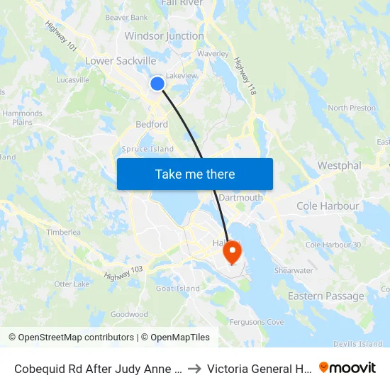 Cobequid Rd After Judy Anne Ct (6439) to Victoria General Hospital map
