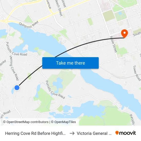 Herring Cove Rd Before Highfield St (6891) to Victoria General Hospital map