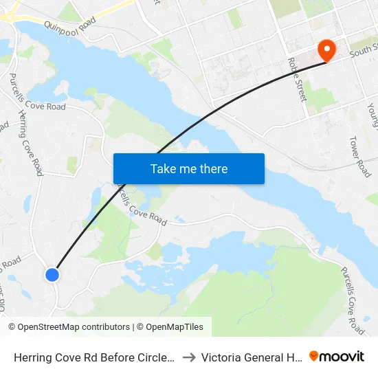 Herring Cove Rd Before Circle Dr (6890) to Victoria General Hospital map