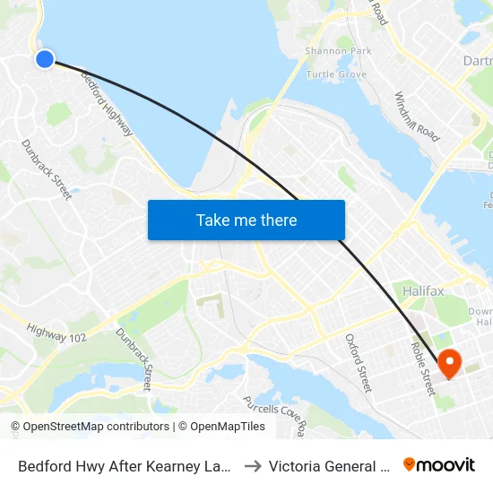Bedford Hwy After Kearney Lake Rd (6246) to Victoria General Hospital map