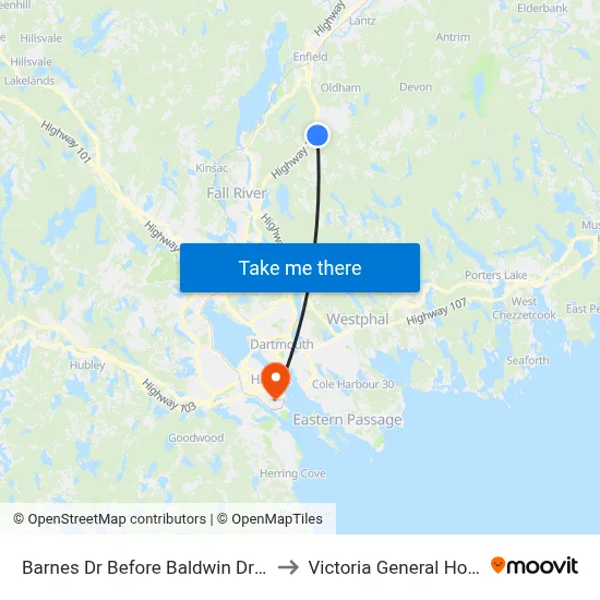 Barnes Dr Before Baldwin Dr (9012) to Victoria General Hospital map