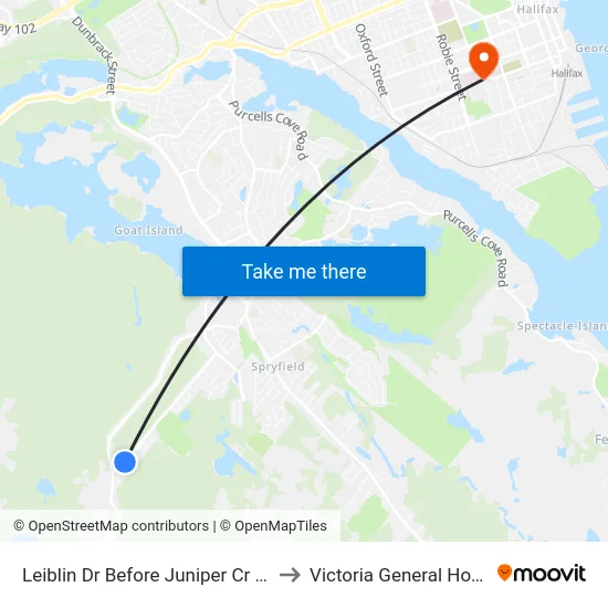 Leiblin Dr Before Juniper Cr (7143) to Victoria General Hospital map
