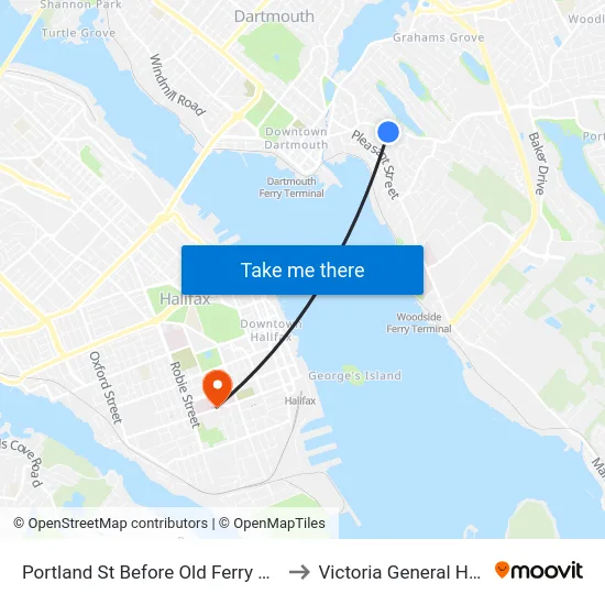 Portland St Before Old Ferry Rd (8052) to Victoria General Hospital map