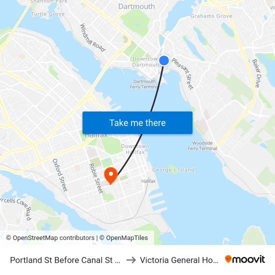 Portland St Before Canal St (8057) to Victoria General Hospital map