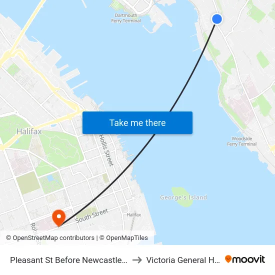 Pleasant St Before Newcastle St (7496) to Victoria General Hospital map