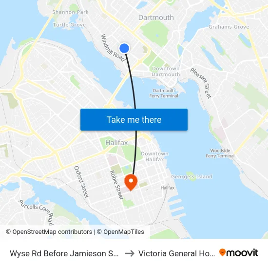 Wyse Rd Before Jamieson St (8617) to Victoria General Hospital map