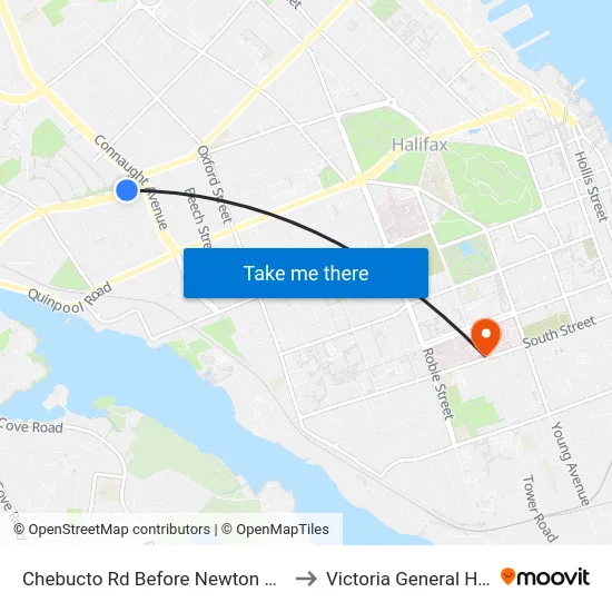 Chebucto Rd Before Newton Ave (6407) to Victoria General Hospital map