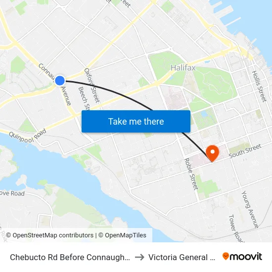 Chebucto Rd Before Connaught Ave (6404) to Victoria General Hospital map
