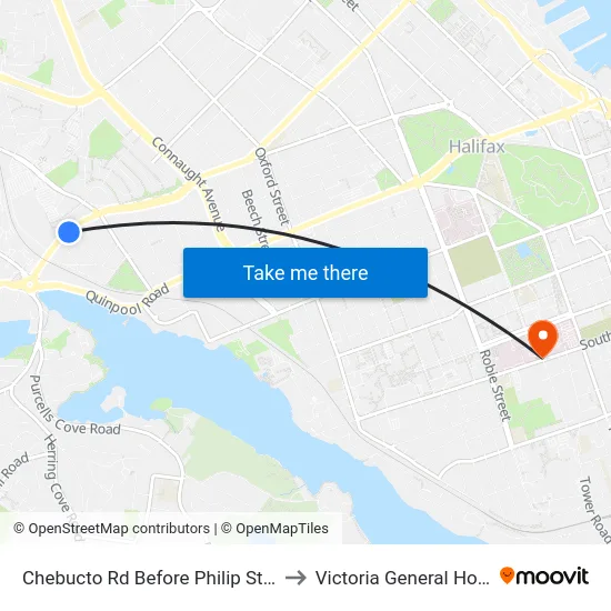 Chebucto Rd Before Philip St (6408) to Victoria General Hospital map