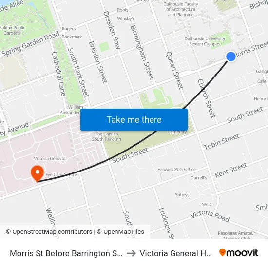 Morris St Before Barrington St (8884) to Victoria General Hospital map
