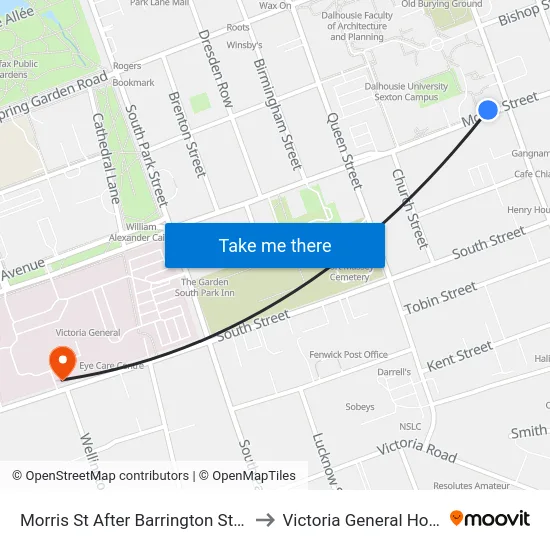 Morris St After Barrington St (8885) to Victoria General Hospital map