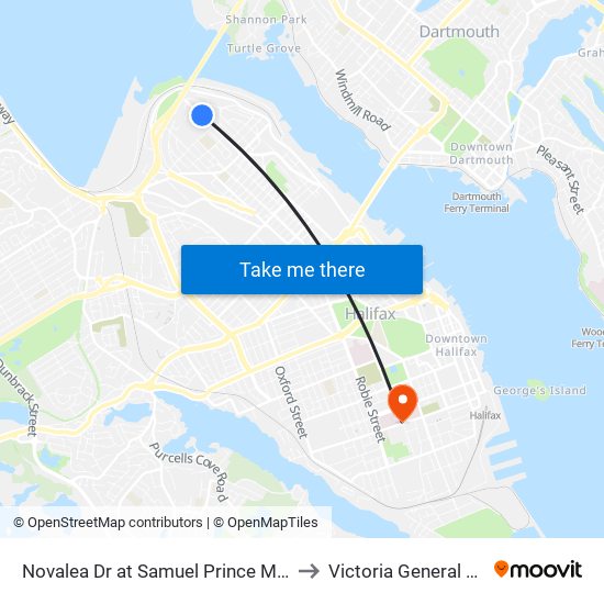 Novalea Dr at Samuel Prince Manor (7368) to Victoria General Hospital map