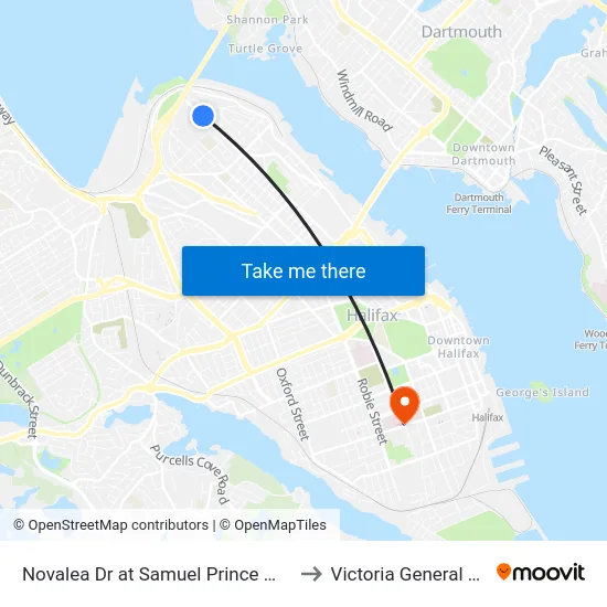 Novalea Dr at Samuel Prince Manor (7368) to Victoria General Hospital map