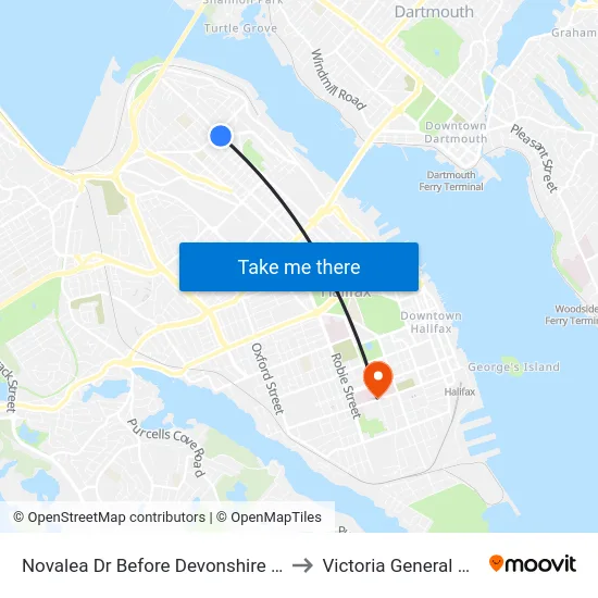 Novalea Dr Before Devonshire Ave (7369) to Victoria General Hospital map