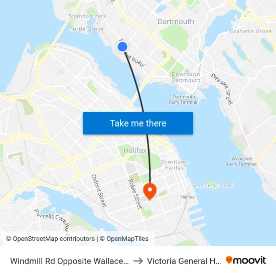 Windmill Rd Opposite Wallace St (8546) to Victoria General Hospital map