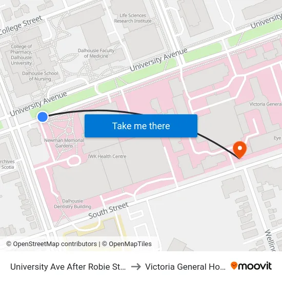 University Ave After Robie St (8883) to Victoria General Hospital map