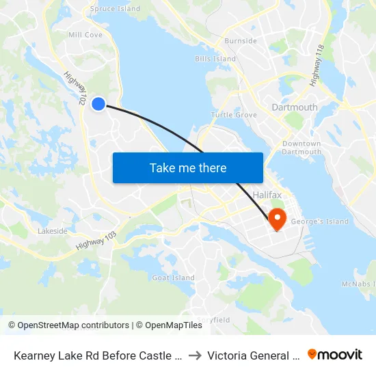 Kearney Lake Rd Before Castle Hill Dr (7024) to Victoria General Hospital map