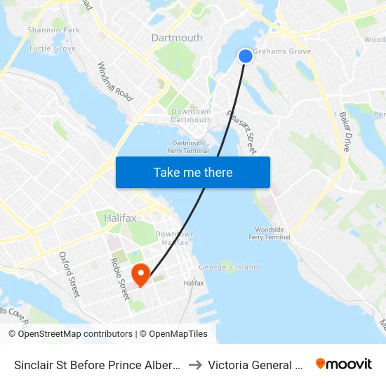 Sinclair St Before Prince Albert Rd (8067) to Victoria General Hospital map