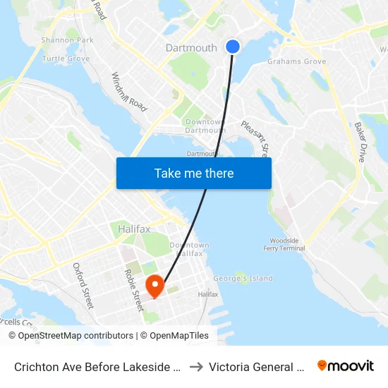 Crichton Ave Before Lakeside Terr (6529) to Victoria General Hospital map