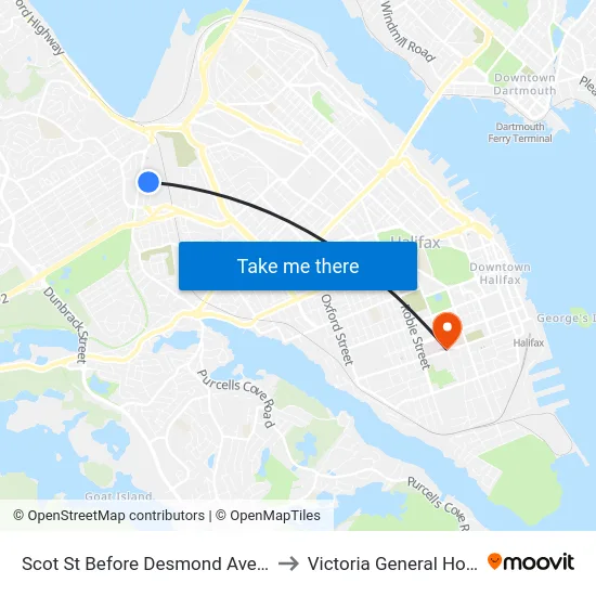 Scot St Before Desmond Ave (8262) to Victoria General Hospital map
