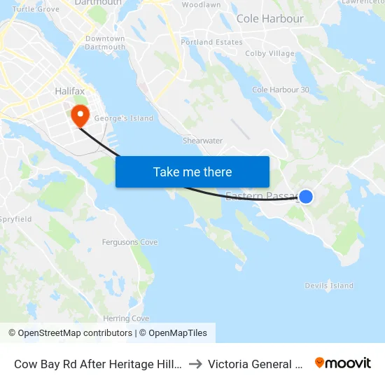 Cow Bay Rd After Heritage Hills Dr (8667) to Victoria General Hospital map