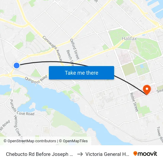 Chebucto Rd Before Joseph St (6415) to Victoria General Hospital map