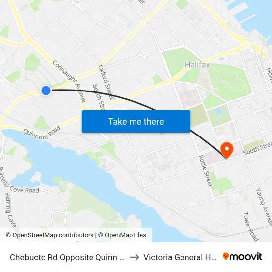 Chebucto Rd Opposite Quinn St (6414) to Victoria General Hospital map