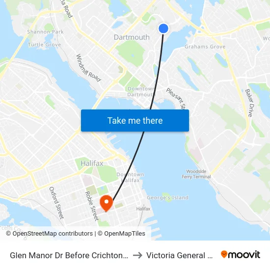 Glen Manor Dr Before Crichton Ave (6735) to Victoria General Hospital map