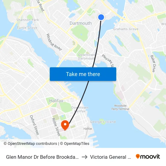 Glen Manor Dr Before Brookdale Cr (6736) to Victoria General Hospital map