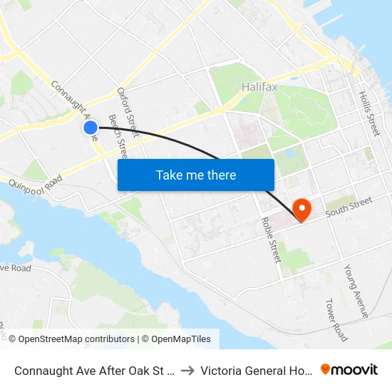 Connaught Ave After Oak St (6495) to Victoria General Hospital map
