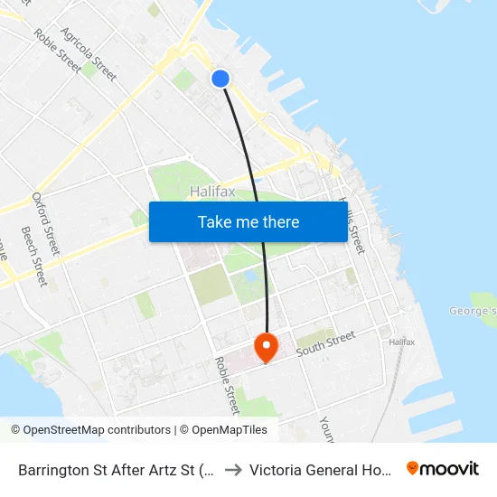 Barrington St After Artz St (6088) to Victoria General Hospital map