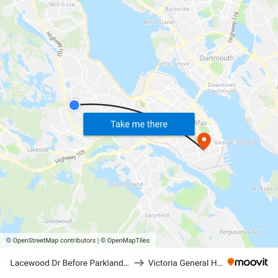Lacewood Dr Before Parkland Dr (7080) to Victoria General Hospital map