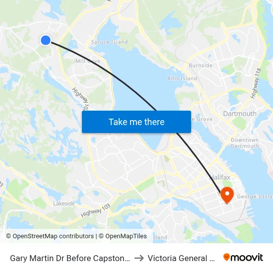 Gary Martin Dr Before Capstone Cr (6491) to Victoria General Hospital map