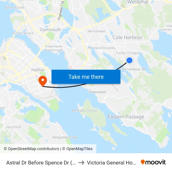 Astral Dr Before Spence Dr (6060) to Victoria General Hospital map