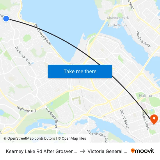 Kearney Lake Rd After Grosvenor Rd (7019) to Victoria General Hospital map