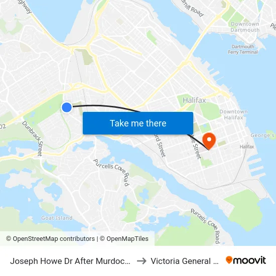 Joseph Howe Dr After Murdoch Ave (7011) to Victoria General Hospital map