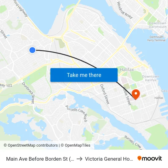 Main Ave Before Borden St (7168) to Victoria General Hospital map
