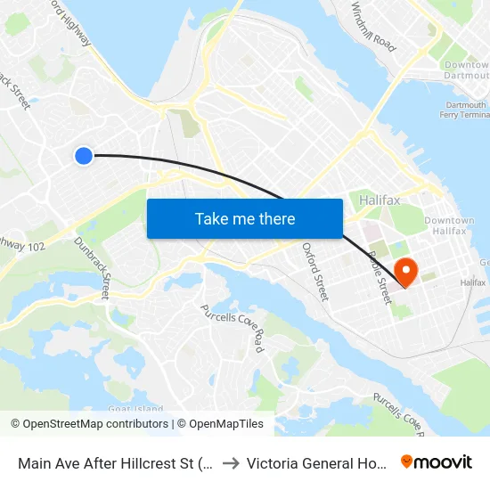 Main Ave After Hillcrest St (7164) to Victoria General Hospital map