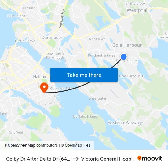 Colby Dr After Delta Dr (6466) to Victoria General Hospital map