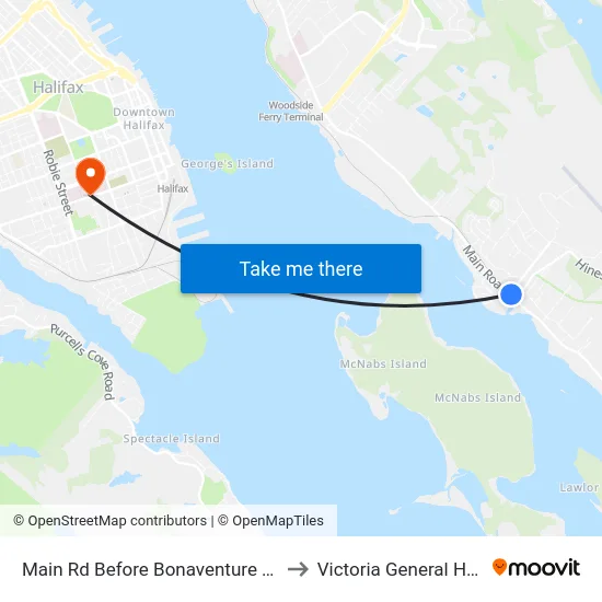 Main Rd Before Bonaventure St (7486) to Victoria General Hospital map