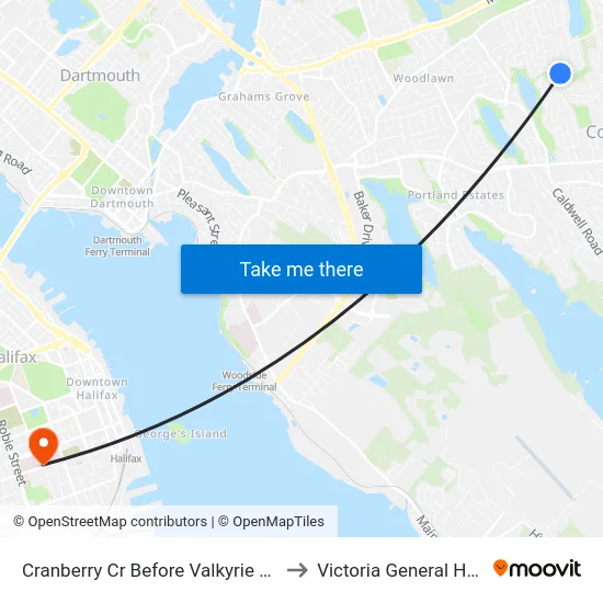 Cranberry Cr Before Valkyrie Cr (6525) to Victoria General Hospital map