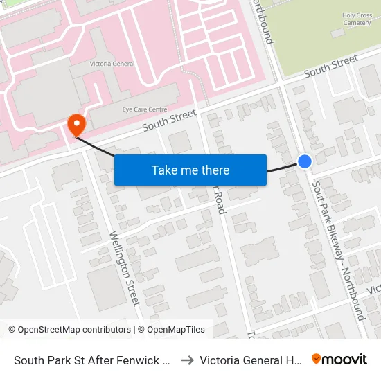 South Park St After Fenwick St (8306) to Victoria General Hospital map