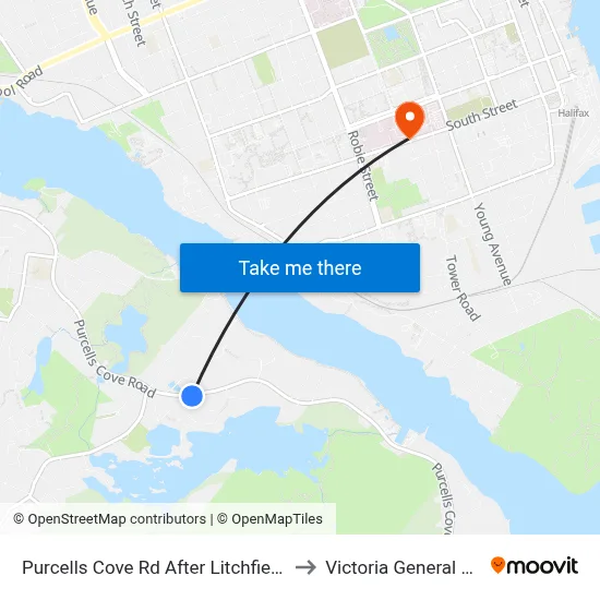 Purcells Cove Rd After Litchfield Cr (8091) to Victoria General Hospital map