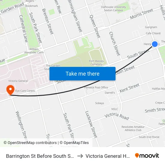 Barrington St Before South St (6097) to Victoria General Hospital map