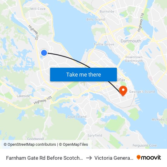 Farnham Gate Rd Before Scotch Pine Terr (6655) to Victoria General Hospital map